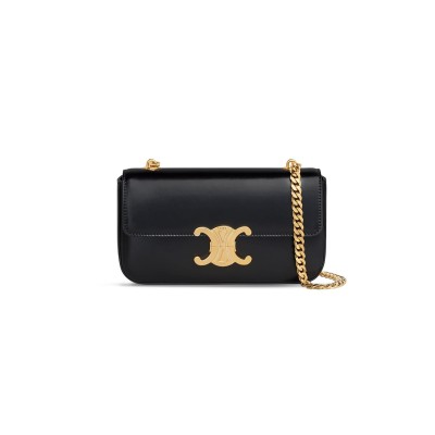 CELINE CHAIN SHOULDER BAG IN TRIOMPHE GLOSSY CALFSKIN 197993BF4.38NO (20.5*10.5*4cm)